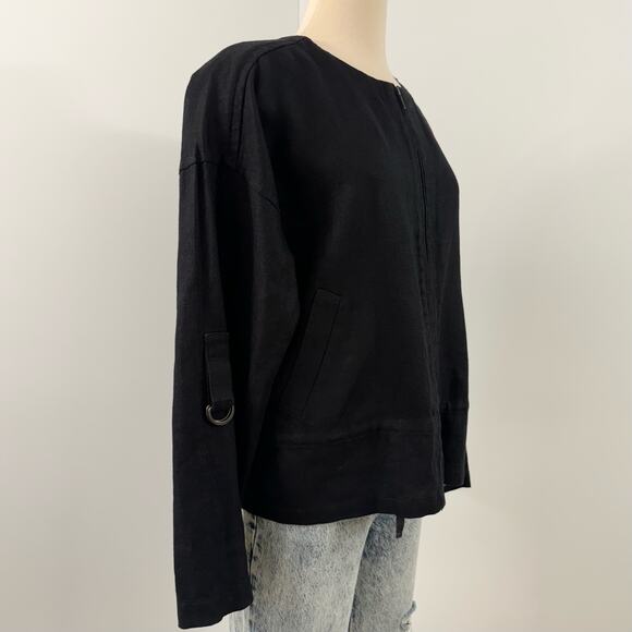 Eileen Fisher Organic Linen Zip Front Blazer Jacket XS Oversized - Picture 7 of 12